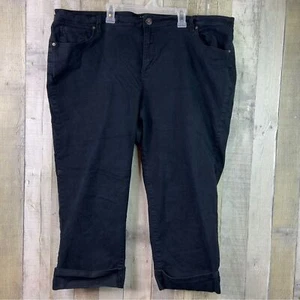 Style & Co. Negro Denim Capri Talla 22W Puño Fijo 5 Bolsillos Trabillas para Cinturón - Imagen 1 de 6