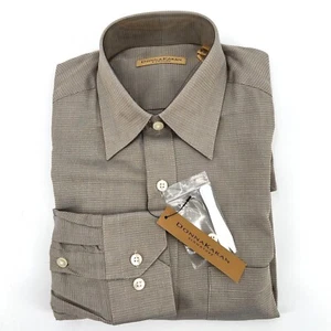 Nueva con etiquetas Donna Karan Signature Hombre Camisa de Vestir Talla 14 32/33 Marrón Gris Brillo L/S De Colección - Imagen 1 de 11