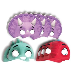 Dinosaur Dino Ranch Party Masks 8pk - Dinosaur Dino Ranch Party Supplies - Picture 1 of 1