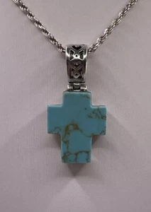 Native American NF Double Sided Cross Turquoise Pendant  (5.9g) - Picture 1 of 6