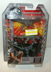✰ Mattel Jurassic World Mini Action Dinos 3 Pack Exclusive Raptor Blue New Disc - Photo 1/2