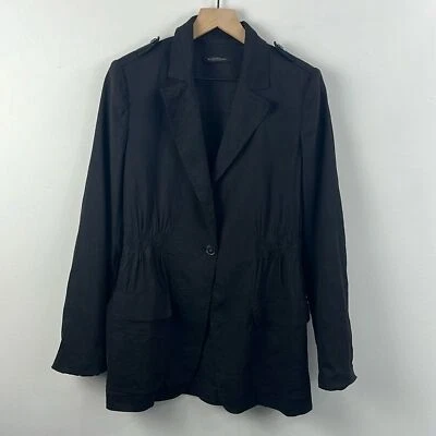 Elie Tahari Linen Blend Black Classic Minimalist Blazer Jacket Womens 4 Career  - Image 1 of 4