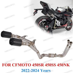 For CFMOTO 450SR 450SS 450NK Exhaust Front Link Pipe Dual Muffler Stainless - Picture 1 of 5