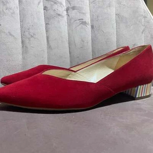 PETER KAISER gorgeous red Pumps with unique striped heel size 7 - Picture 1 of 6