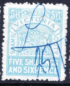 VIC Victoria Australia 5'6 FIVE SHILLINGS SIXPENCE Blue Stamp Duty REF: V56B - Imagen 1 de 1