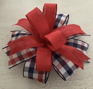 10" Patriotic Wreath Bow, 4th of July Bow, Lantern Bow, USA Wreath Bow - Picture 1 of 10