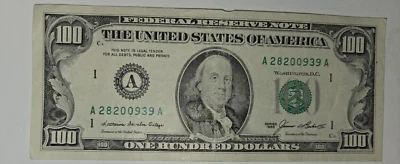 1985 Series A Boston MA $100 Bill Federal Reserve Currency Note Series A - Image 1 of 3