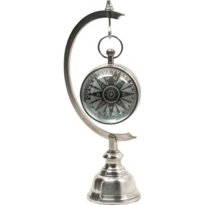 Pocket Travel Desk Clock w/ Desk Stand 4.5" Silver Finish Nautical Watch Decor - Picture 1 of 9