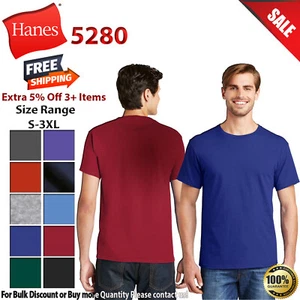 Hanes 5280 Mens Short Sleeve ComfortSoft Plain Cotton Crew Neck Stylish T-Shirt - Picture 1 of 18