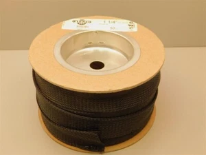 50ft (New Spool) Flexo PET PTN1.25BK 1 1/4" Braided Cable Sleeve - Picture 1 of 2