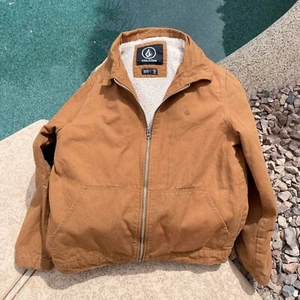 Volcom Palm Drive Canvas Jacket Size Small Brown Fleece Sherpa Lined - Picture 1 of 6