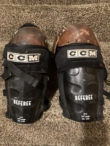 CCM Referee Shin Guards Adult Model SG100 16 inch Thick Hard Leather Over Knee - Picture 1 of 6