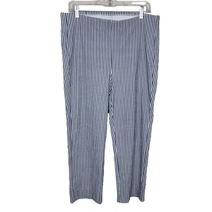 Chicos Womens 12 Pants Sail Stripe Straight Crop 2 Stretch Summer Blue White - Picture 1 of 15