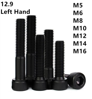 Black 12.9 Steel Hex Socket Bolts Cap Head Screws Left Hand Thread M5-M16 - image 1 of 4