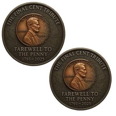 2PCS Farewell to the Penny 1793–2025 The Final Cent Tribute Coin - Image 1 of 4