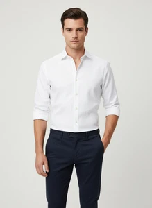 Peter Millar Button-Up Shirt Men s Size L White Long Sleeve Collared 100 Cotton - Picture 1 of 7