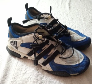 Vintage 1995 Adidas Equipment sneakers shoes 031153 sz 8.5, white blue black - Picture 1 of 9