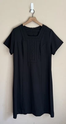 Dress Vintage 60s 70s Secretary Grandmacore Poly Knit Sheath Womens Size XL - Image 1 of 4
