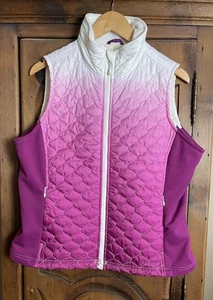 L.L. Bean Women’s L-Reg Thinsulate Full Zip Sleeveless Quilted Vest Pink Ombre - Picture 1 of 12