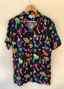 ISLAND STYLE Mens Size M Short Sleeve Casual Party Shirt Psychedelic Mushrooms - Picture 1 of 8