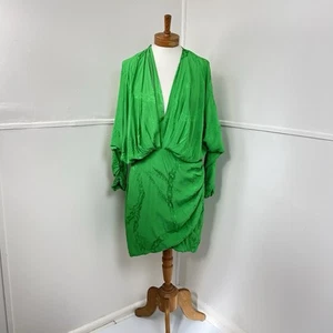 Womens Sheike Chloe Dress Size 14 Green V Neck Twist Front Batwing Short - Picture 1 of 9
