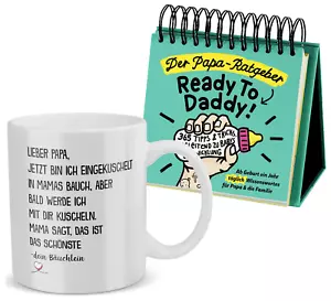 Werdender Papa Geschenk Set Tasse Ready To Daddy Ratgeber Buch Babyparty - Bild 1 von 10