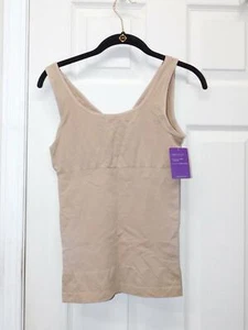 Yummie Tummie Tank W/Reversible Scoop/Vneck Neckline-Almond-1X/2X-607701-NWT - Picture 1 of 3