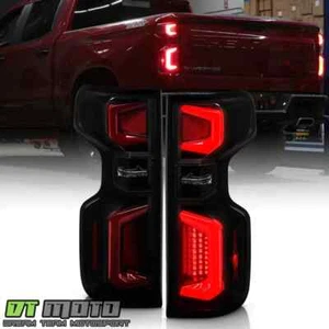 2019-2023 Chevy Silverado 1500 [Incandescent] Black Smoked LED Tube Tail Lights - Picture 1 of 10