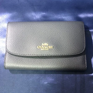 COACH leather 3-fold wallet euro-gray mint condition used item - Picture 1 of 24