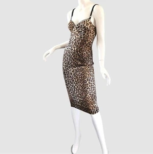 Vintage Y2K DOLCE & GABBANA Leopard Print Slip Dress IT 38 US 2 2001 D&G Sexy - Picture 1 of 8
