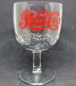 Copa de vidrio transparente vintage Pepsi Cola con hoyuelos rojo pirotecnia logotipo años 70 usada en excelente estado - Imagen 1 de 11