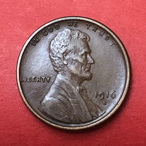 1916-S  Lincoln Cent Original & Naturally Brown Toned Ch.Uncirculated or Better Cover