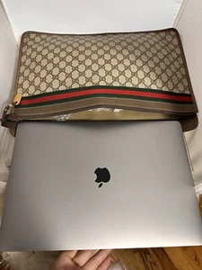 AUTH Gucci GG Clutch Pouch Ipad Laptop Document Cover Case Brown With Dustbag - Picture 1 of 24