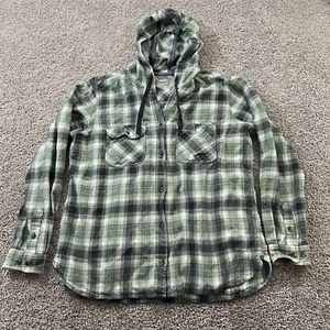 Vintage Carhartt Shacket Boys XL Green Plaid Flannel 16/18 Outdoors Sweatshirt - Picture 1 of 12