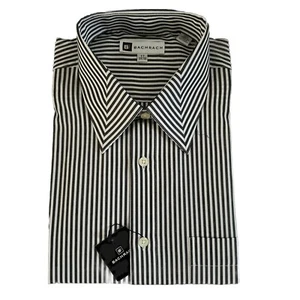 Bachrach Men's Shirt Black Pinstripe 17 34/35 Cotton - Picture 1 of 3