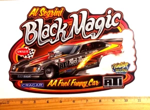 EXTRA LARGE Al Segrini BLACK MAGIC 1974 Chevy Vega Funny Car NHRA Sticker Decal - Picture 1 of 1