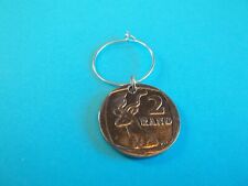 TWO RAND COIN - SOUTH AFRICAN KUDU - WINE GLASS PENDANT / CHARM - 2000 to 2018