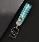 Carbon Fiber Leather Green Car Key Chain Keyring for Fiat Abarth 500 595 