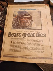 Walter Payton- "Sweet Sorrow" 16 page Chicago Sun-Times Newspaper Used - Picture 1 of 2