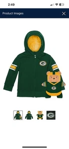 2T Wisconsin, Green Bay 2-in-1 Transforming Full-Zip Hoodie & Soft Plushie - Bild 1 von 9