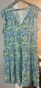 Mini Vestido Lilly Pulitzer Lacie Columpio en Niveles Estampado Pom Pom Algodón Grande - Imagen 1 de 5