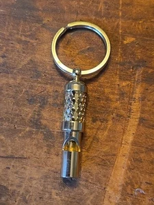 Rare Vintage Whiting & Davis Mesh Gold Tone Safety Whistle Key Chain 70's 80's - Picture 1 of 6