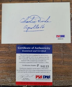 CHARLIE DUKE SIGNED 3X5 CARD NASA ASTRONAUT APOLLO 16 MOONWALKER 8X10 JSA COA - Picture 1 of 2