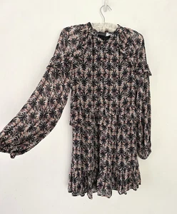 Neuwertiges Samtkleid Damen kurz Rüschen Blumen Langarm Party Mini Gr. 12 - Bild 1 von 13