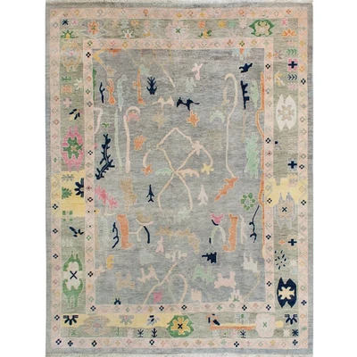 VENTA Alfombra de lana Oushak gris anudada a mano 8x10 | Alfombras de diseño | Alfombras de dormitorio Foto 1 de 4