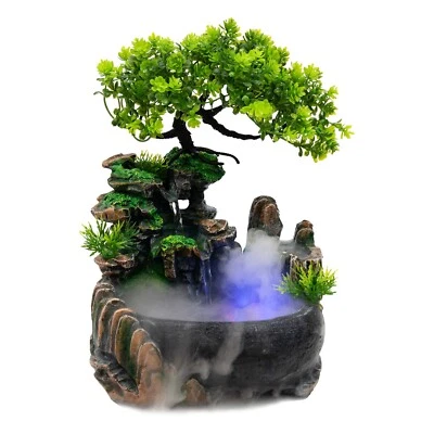 Fuente de Agua Interior Luz LED Mesa Resina Rocalla Fengshui Cascada Decoración Foto 1 de 4