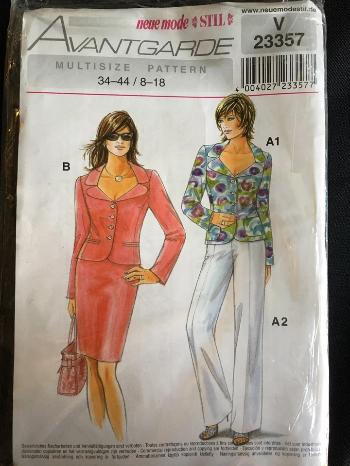 Pattern Neue Mode V23357, misses’ jacket, pants, skirt, Sz 8-18 - Image 1 of 2