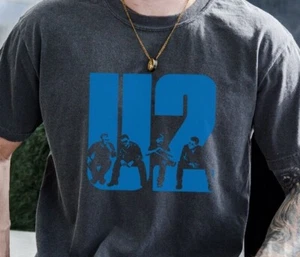 U2 Rock Band T-Shirt on Vintage Black Comfort Colors Tee - Picture 1 of 7