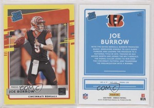 2020 Panini Donruss Rated Dollar Tree Press Proof Yellow Joe Burrow Rookie RC
