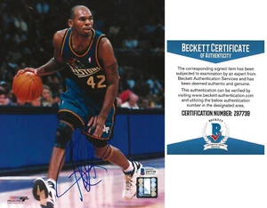 Jerry Stackhouse signed Detroit Pistons basketball 8x10 photo Beckett COA auto - Picture 1 of 4